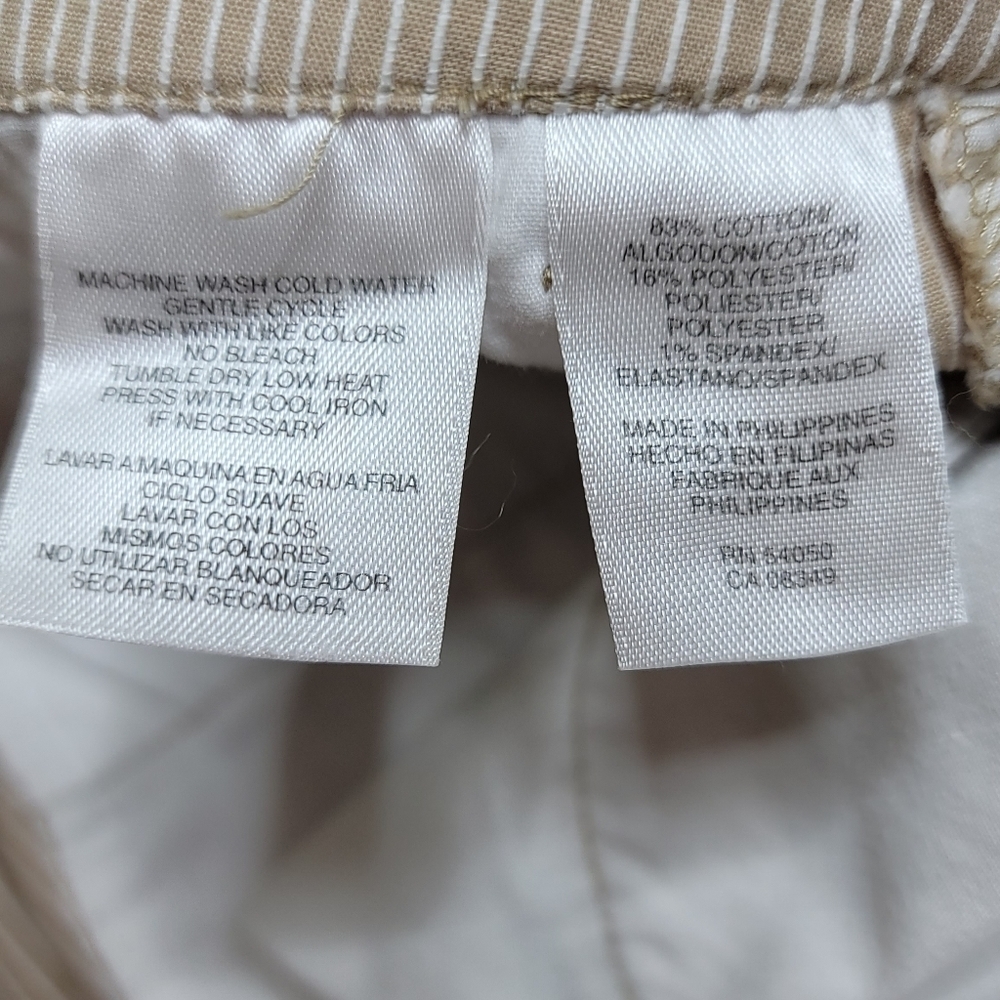 Jones New York Stretch Tan & White Seersucker Cropped Women's Pants Size 4 - Picture 6 of 10